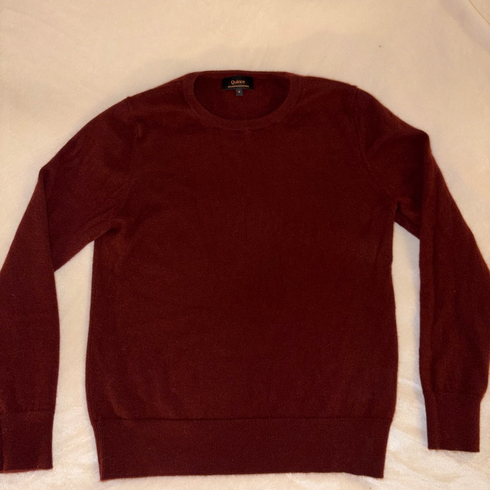 Women’s 100% Mongolian Cashmere Crewneck Sweater Burgundy Size Small